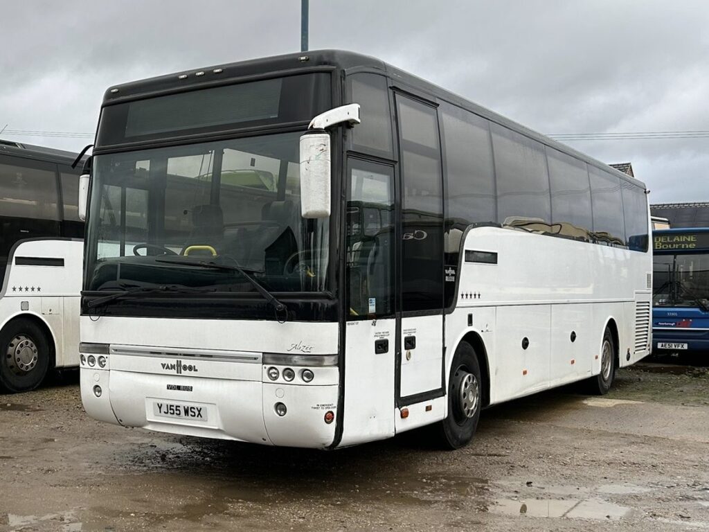 Van Hool White Coach - London based Action Vehicle Hire Vehicle Supply Film TV Productions