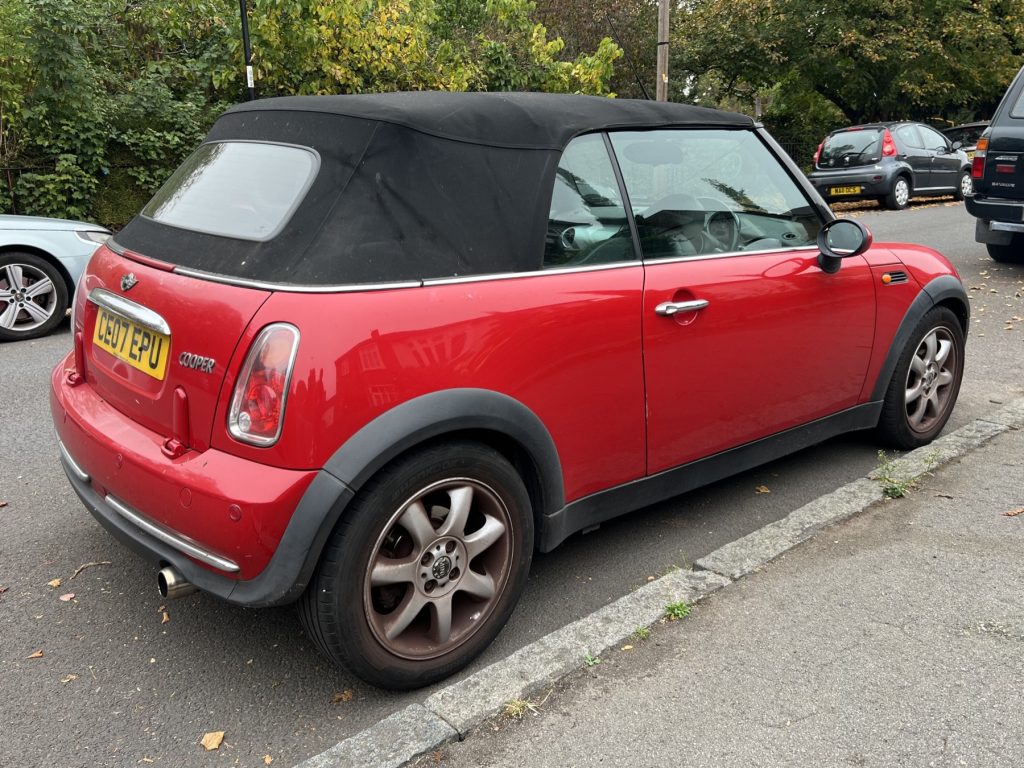 2007 Mini Convertible - London based Action Vehicle Hire Car Motorbike Bus Coach Vehicle Supply Film TV Productions